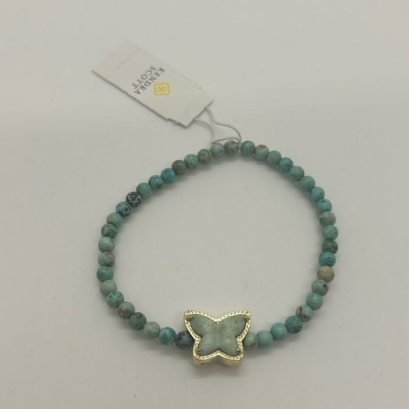 NWT Kendra Scott Beaded Lillia Gold Stretch Bracelet in Sea Green Chrysocolla - Picture 6 of 9